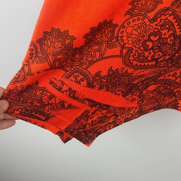 Domani Casual Stylish Cotton Blend Orange & Black Mandala Inspired Boho Top L - Picture 5 of 11